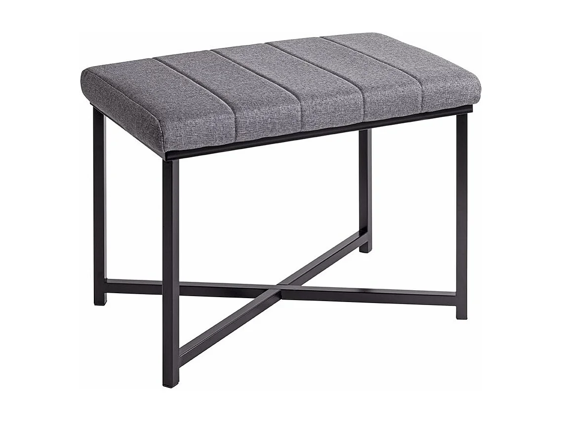 Banc avec siège rembouré gris et cadre en métal Noir - Longueur 59 x Hauteur 46 x Profondeur 39cm