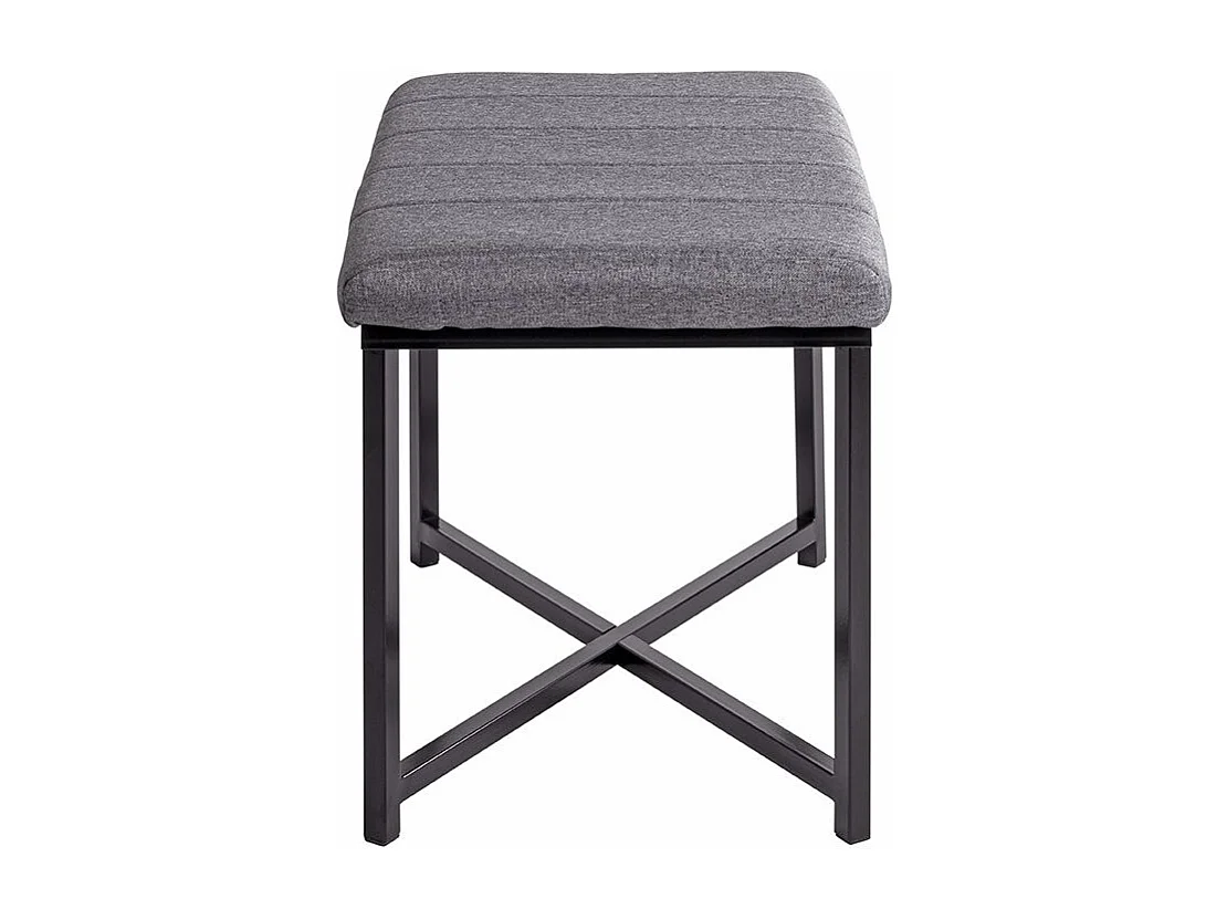 Banc avec siège rembouré gris et cadre en métal Noir - Longueur 59 x Hauteur 46 x Profondeur 39cm