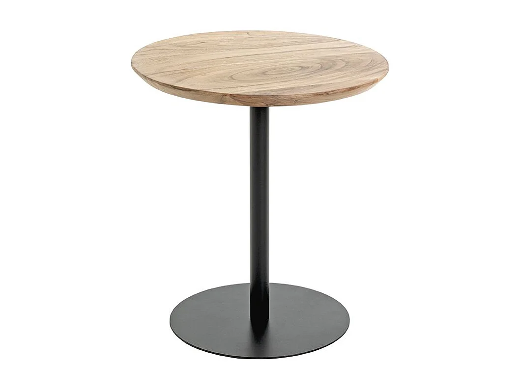 Table d'appoint ronde coloris chêne naturel et pied en métal Noir - diamètre 40 x Hauteur 45 cm