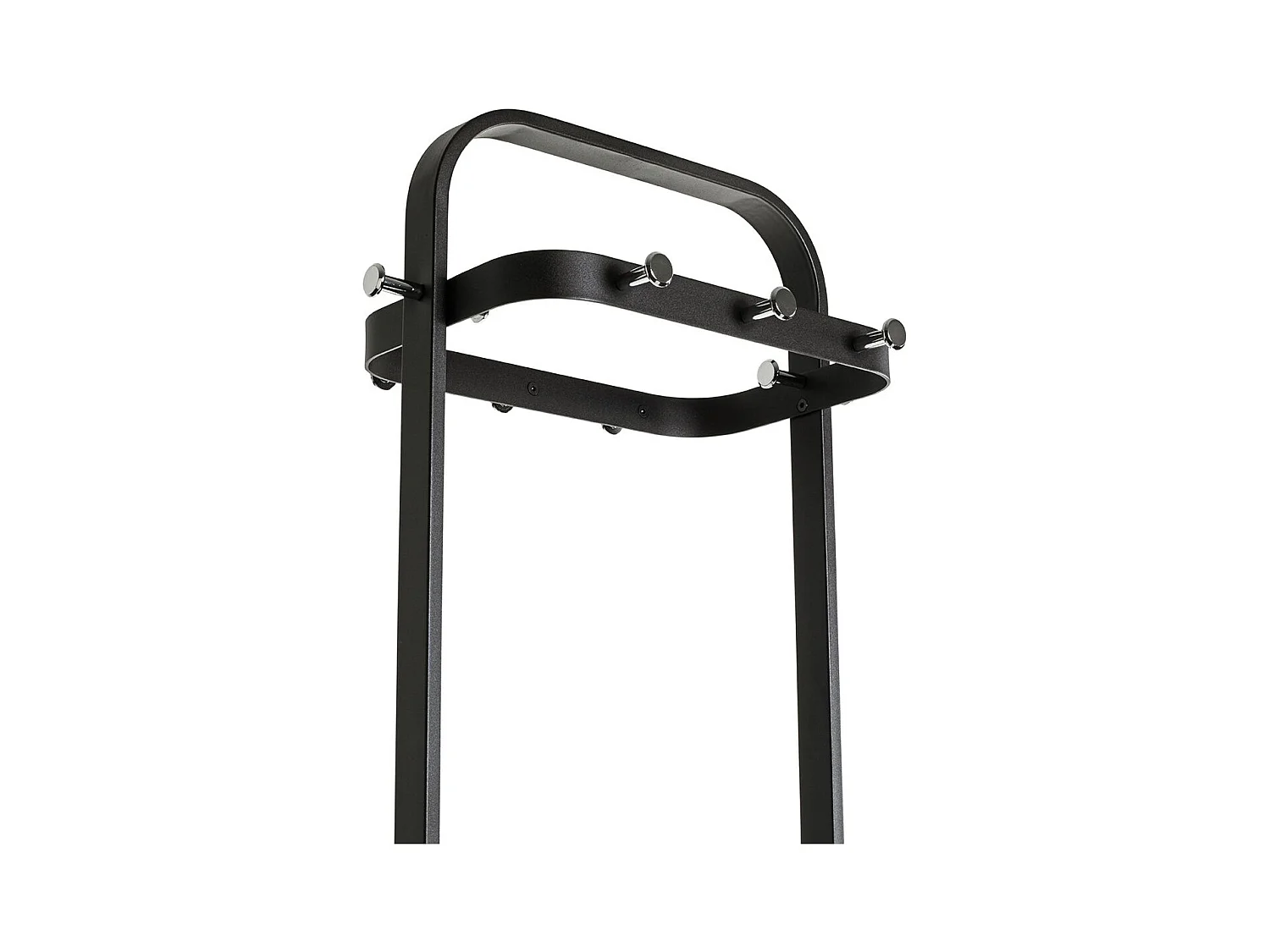 Porte-manteau de 13 crochets chromés et cadre noir - Longueur 54 x Hauteur 175 x Profondeur 30 cm