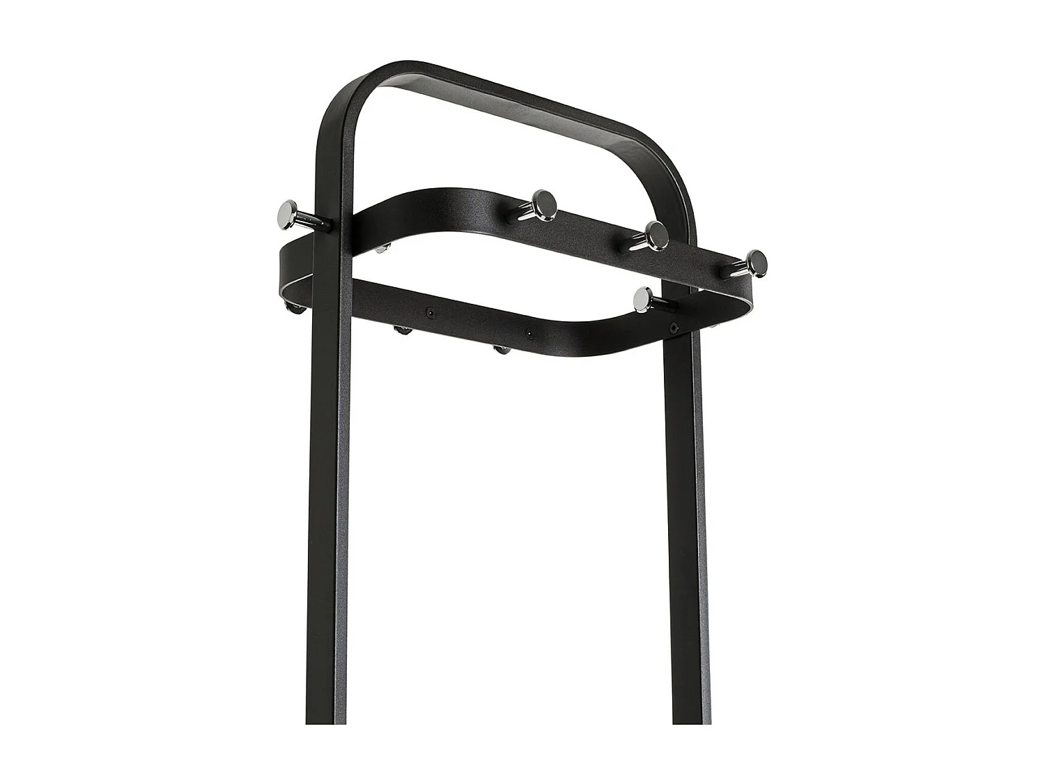 Porte-manteau de 13 crochets chromés et cadre noir - Longueur 54 x Hauteur 175 x Profondeur 30 cm