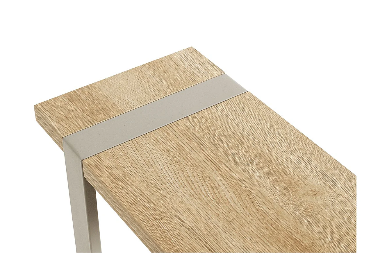 Table d'appoint étagère coloris Chêne naturel et métal gris - Longueur 24 x Profondeur 49 x Hauteur 64 cm