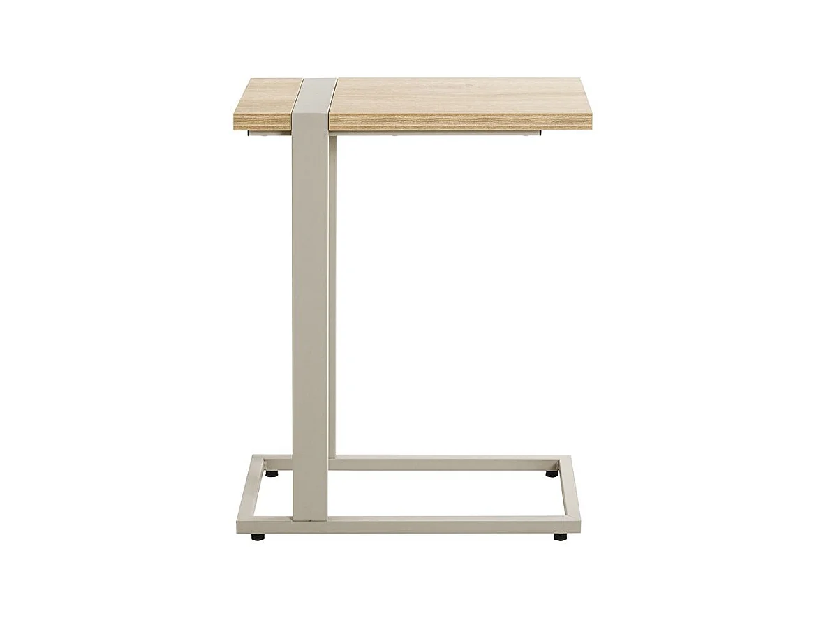Table d'appoint étagère coloris Chêne naturel et métal gris - Longueur 24 x Profondeur 49 x Hauteur 64 cm