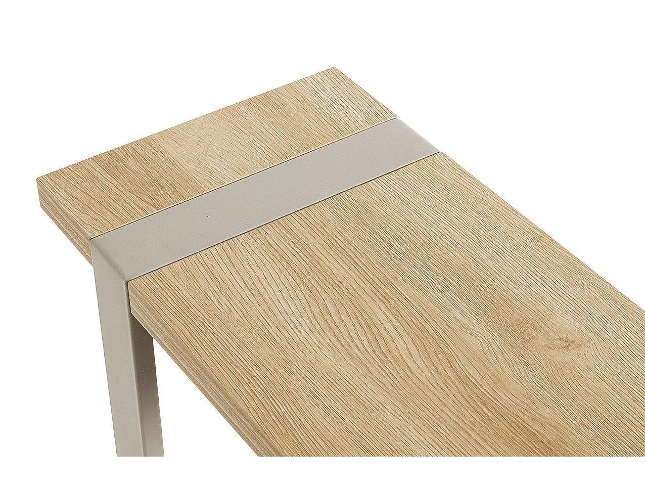 Table d'appoint étagère coloris Chêne naturel et métal gris - Longueur 24 x Profondeur 49 x Hauteur 64 cm