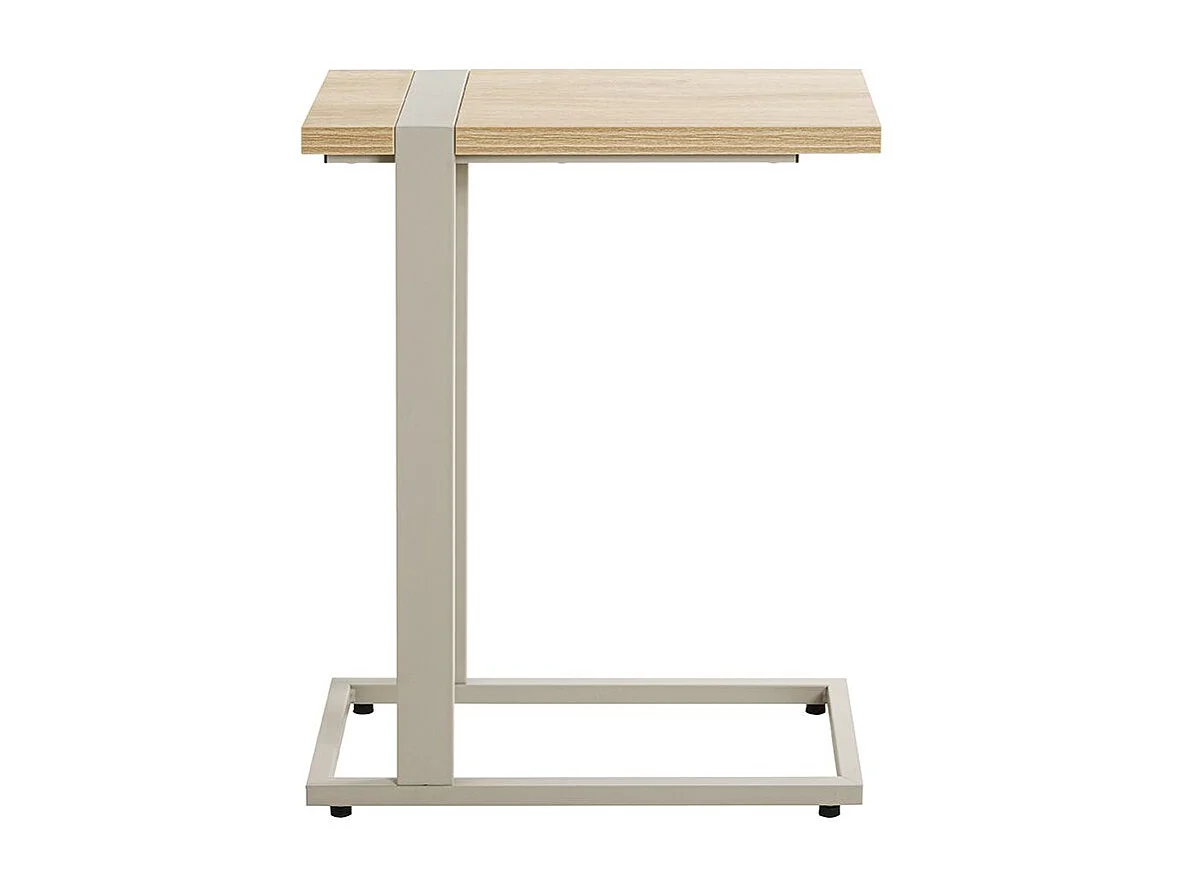 Table d'appoint étagère coloris Chêne naturel et métal gris - Longueur 24 x Profondeur 49 x Hauteur 64 cm