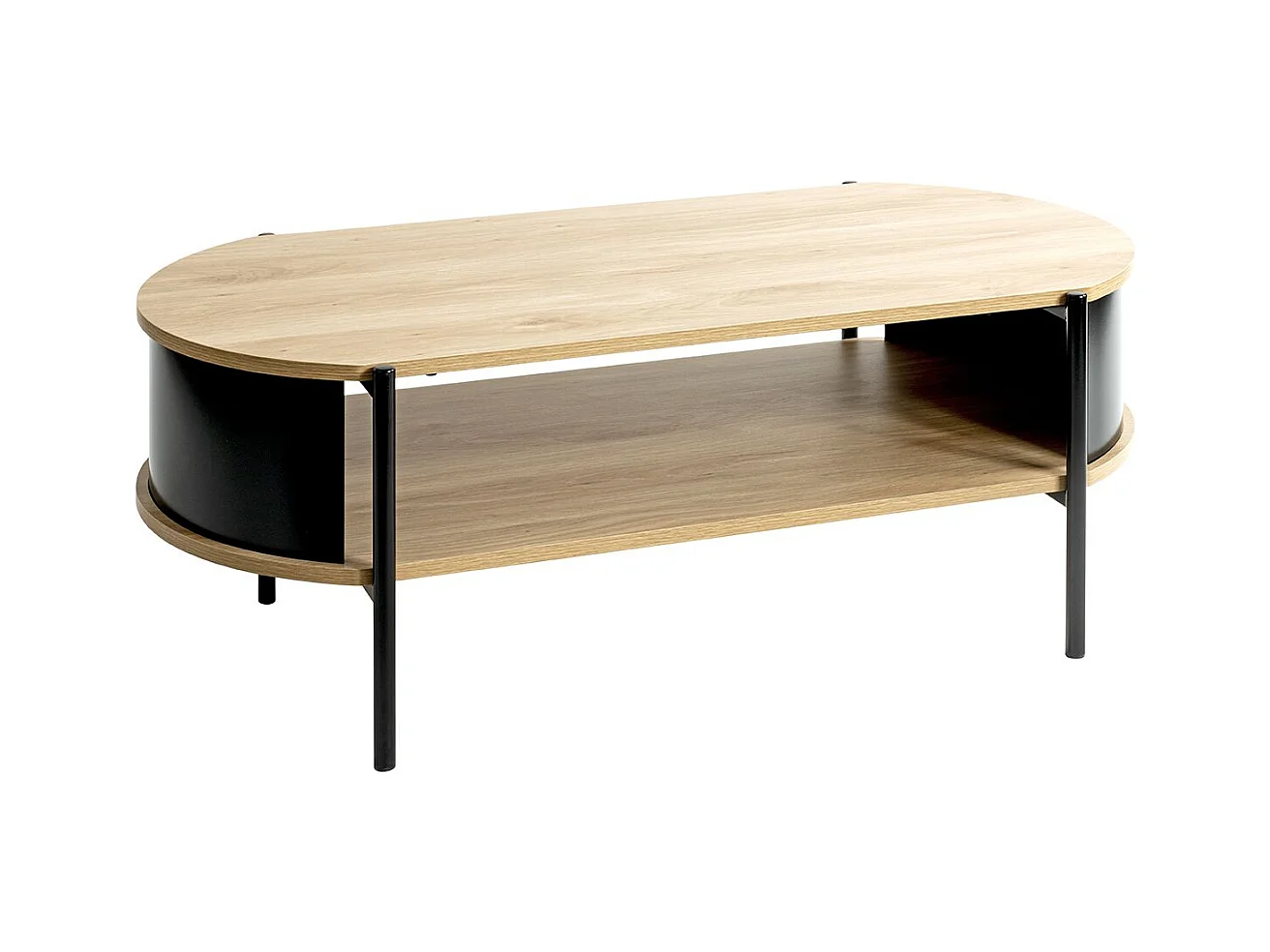 Table basse coloris Chêne/Noir- Longueur 100 x Hauteur 37 x Profondeur 54 cm