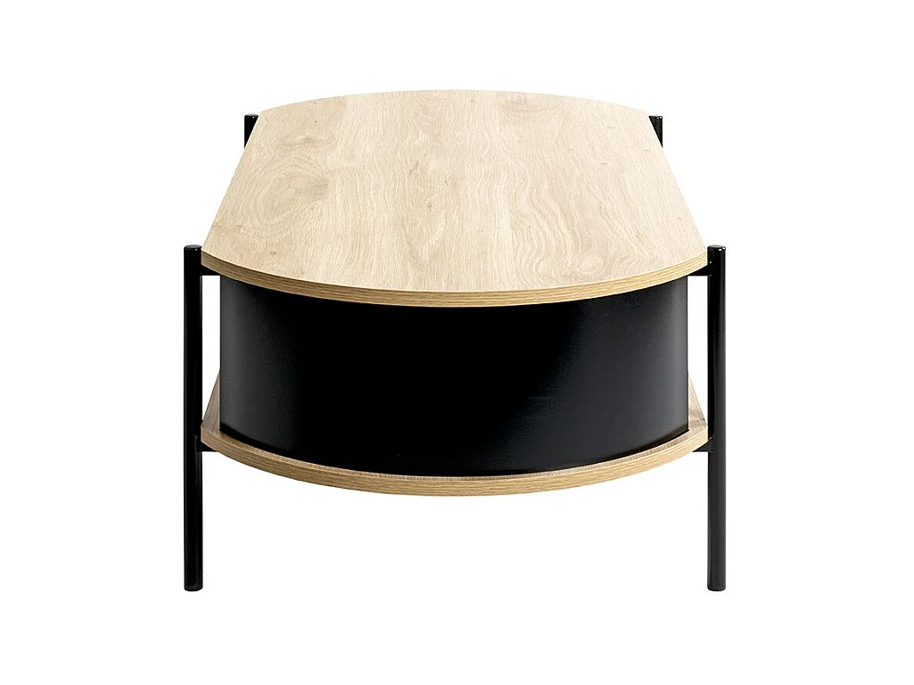 Table basse coloris Chêne/Noir- Longueur 100 x Hauteur 37 x Profondeur 54 cm