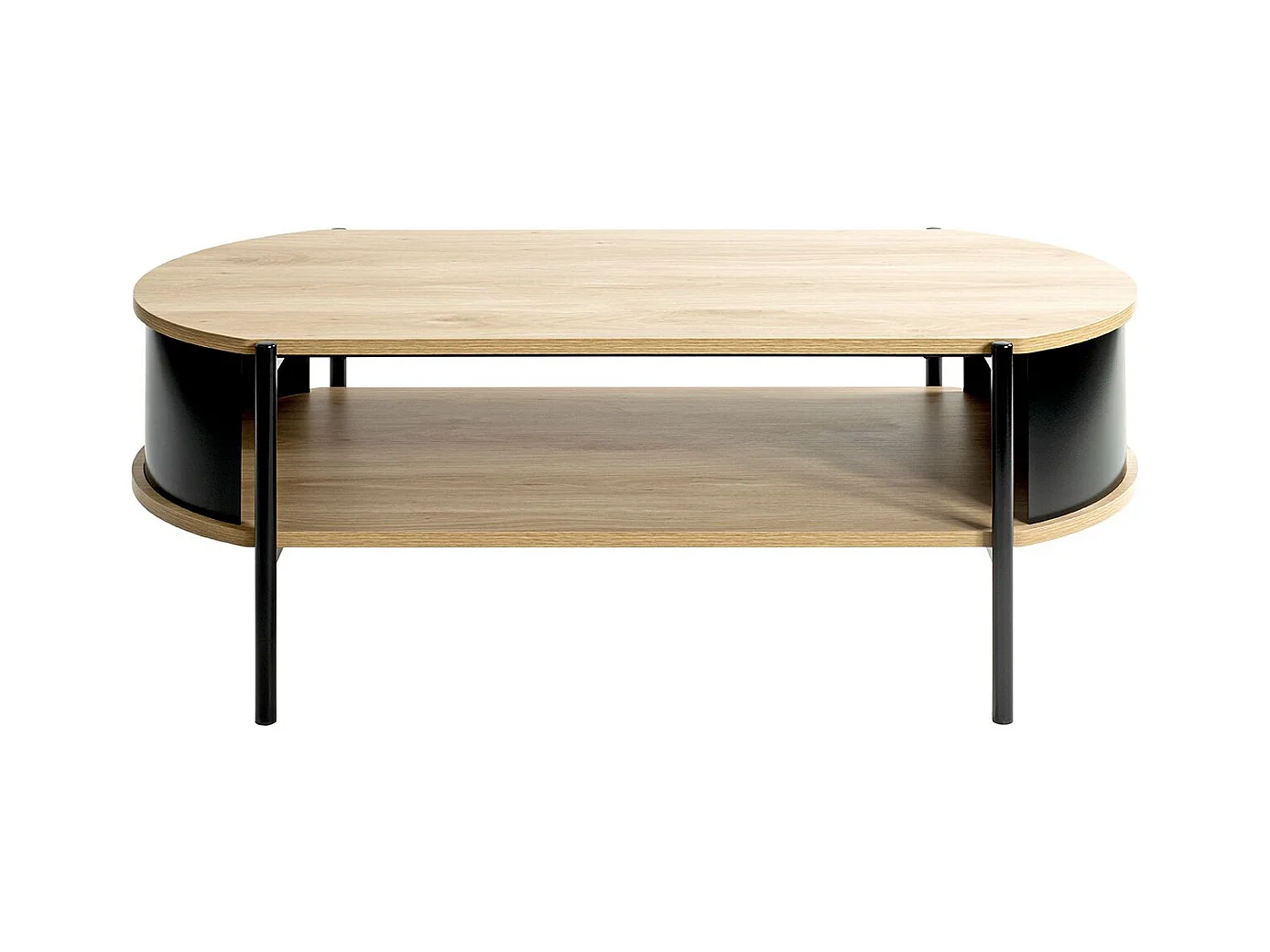 Table basse coloris Chêne/Noir- Longueur 100 x Hauteur 37 x Profondeur 54 cm