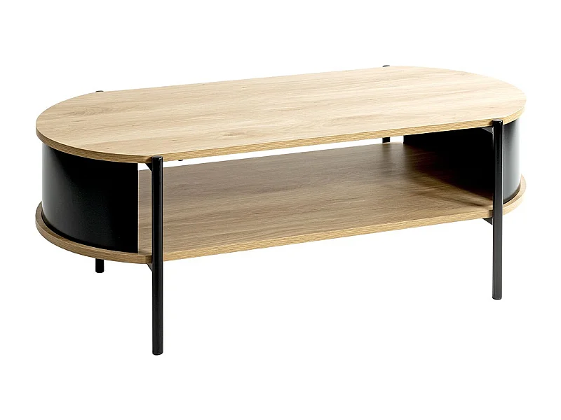 Table basse coloris Chêne/Noir- Longueur 100 x Hauteur 37 x Profondeur 54 cm
