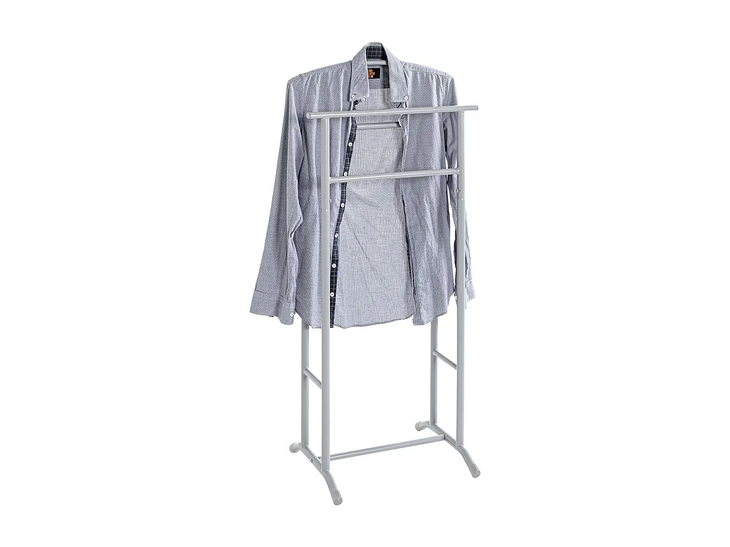 Valet de nuit double en métal gris - Longueur 48 x Hauteur 107 x Profondeur 36 cm