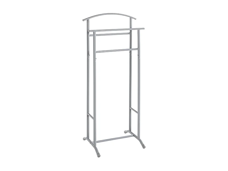 Valet de nuit double en métal gris - Longueur 48 x Hauteur 107 x Profondeur 36 cm
