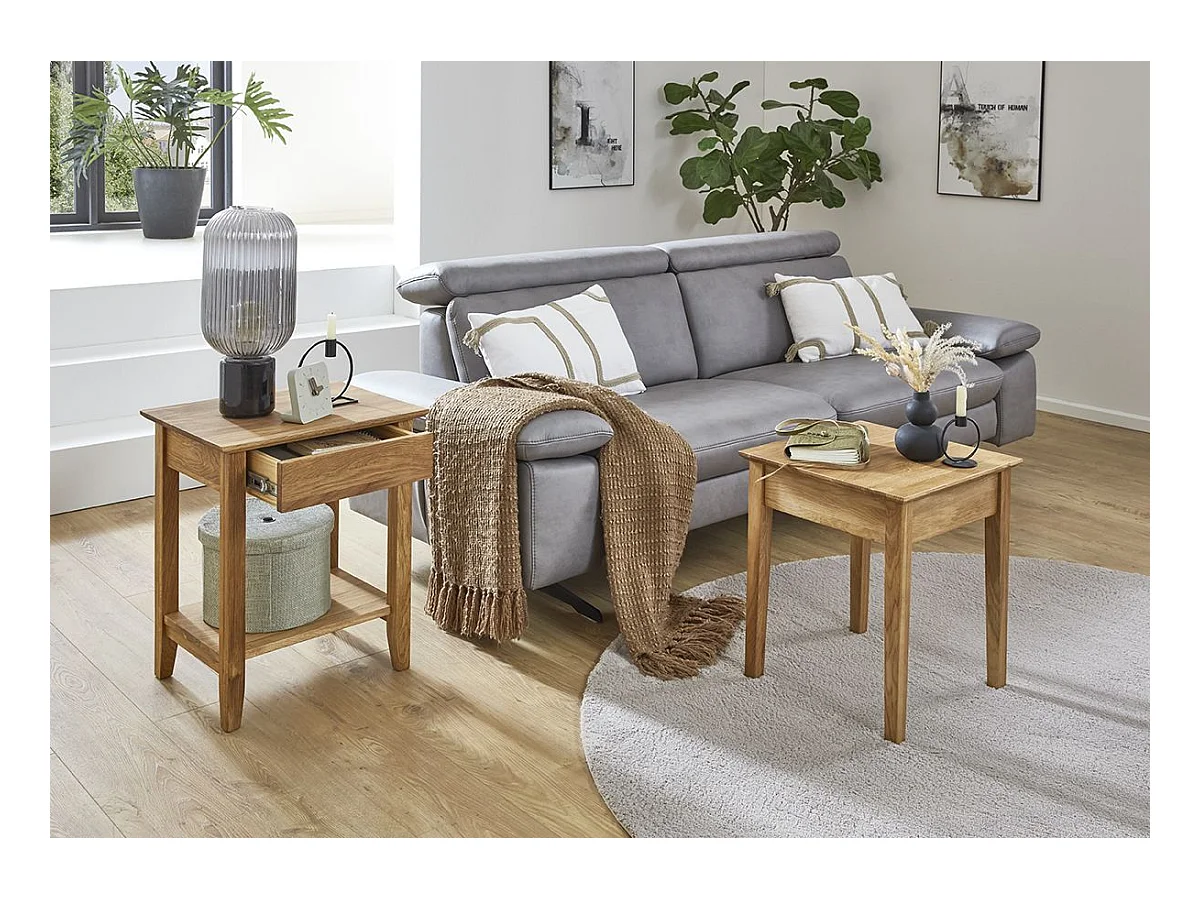 Table d'appoint en bois massif huilé coloris chêne - Longueur 45 x Profondeur 45 x Hauteur 52cm