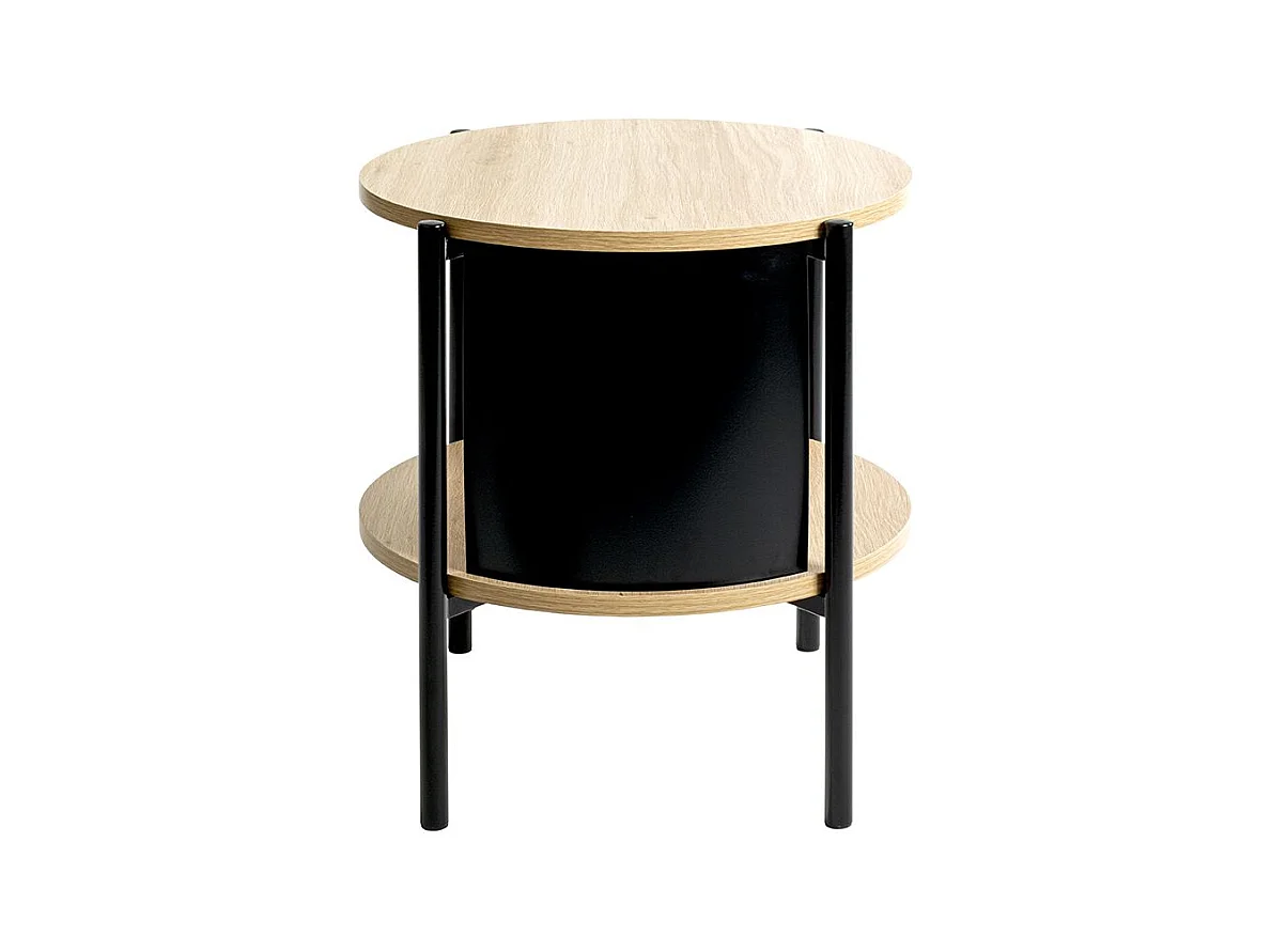 Table d'appoint Table basse coloris Chêne/Noir - Diamètre 44 x Hauteur 44 cm