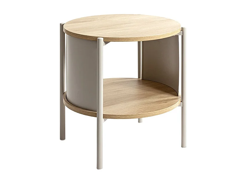 Table d'appoint Table basse coloris Chêne/gris - Diamètre 44 x Hauteur 44 cm