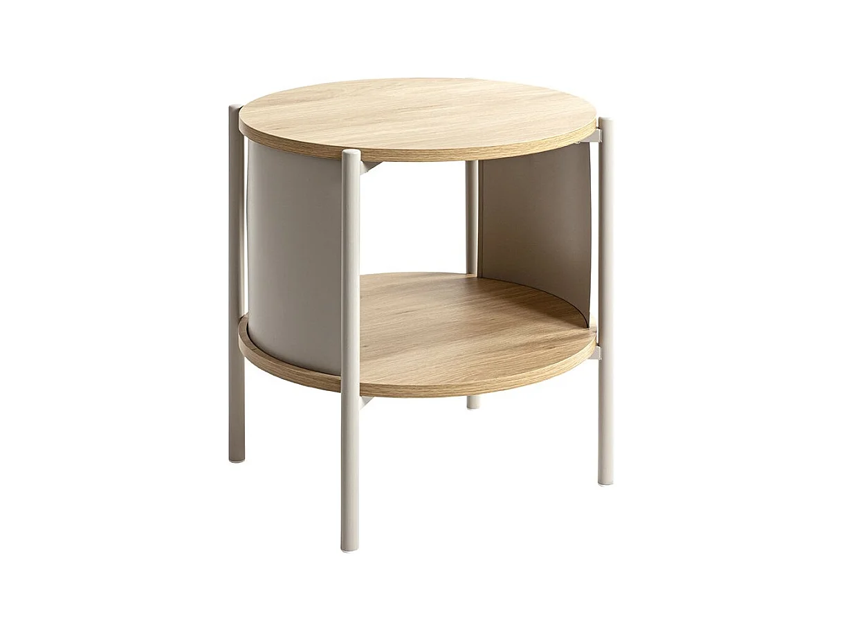 Table d'appoint Table basse coloris Chêne/gris - Diamètre 44 x Hauteur 44 cm