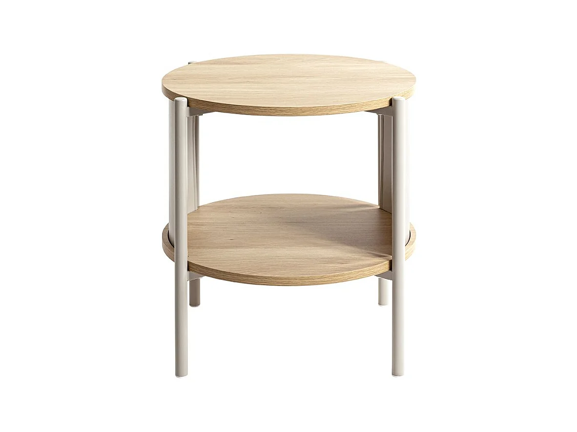 Table d'appoint Table basse coloris Chêne/gris - Diamètre 44 x Hauteur 44 cm