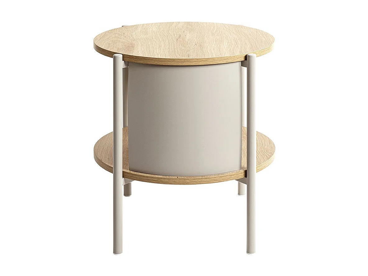 Table d'appoint Table basse coloris Chêne/gris - Diamètre 44 x Hauteur 44 cm