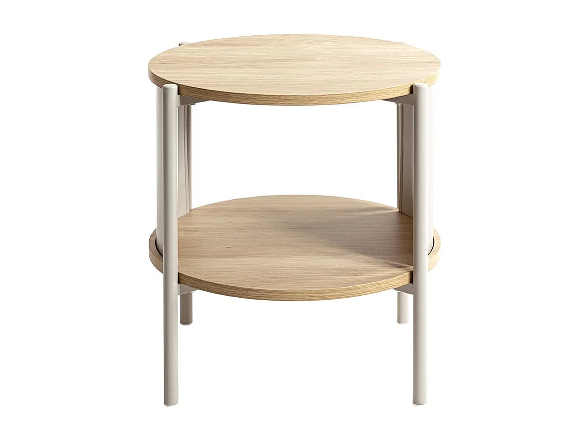 Table d'appoint Table basse coloris Chêne/gris - Diamètre 44 x Hauteur 44 cm