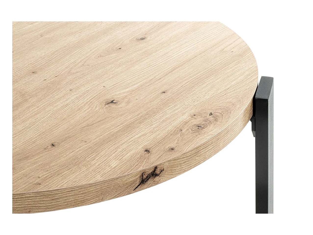 Table basse ronde coloris chêne et métal noir - Diamètre 75 x Hauteur 42 cm