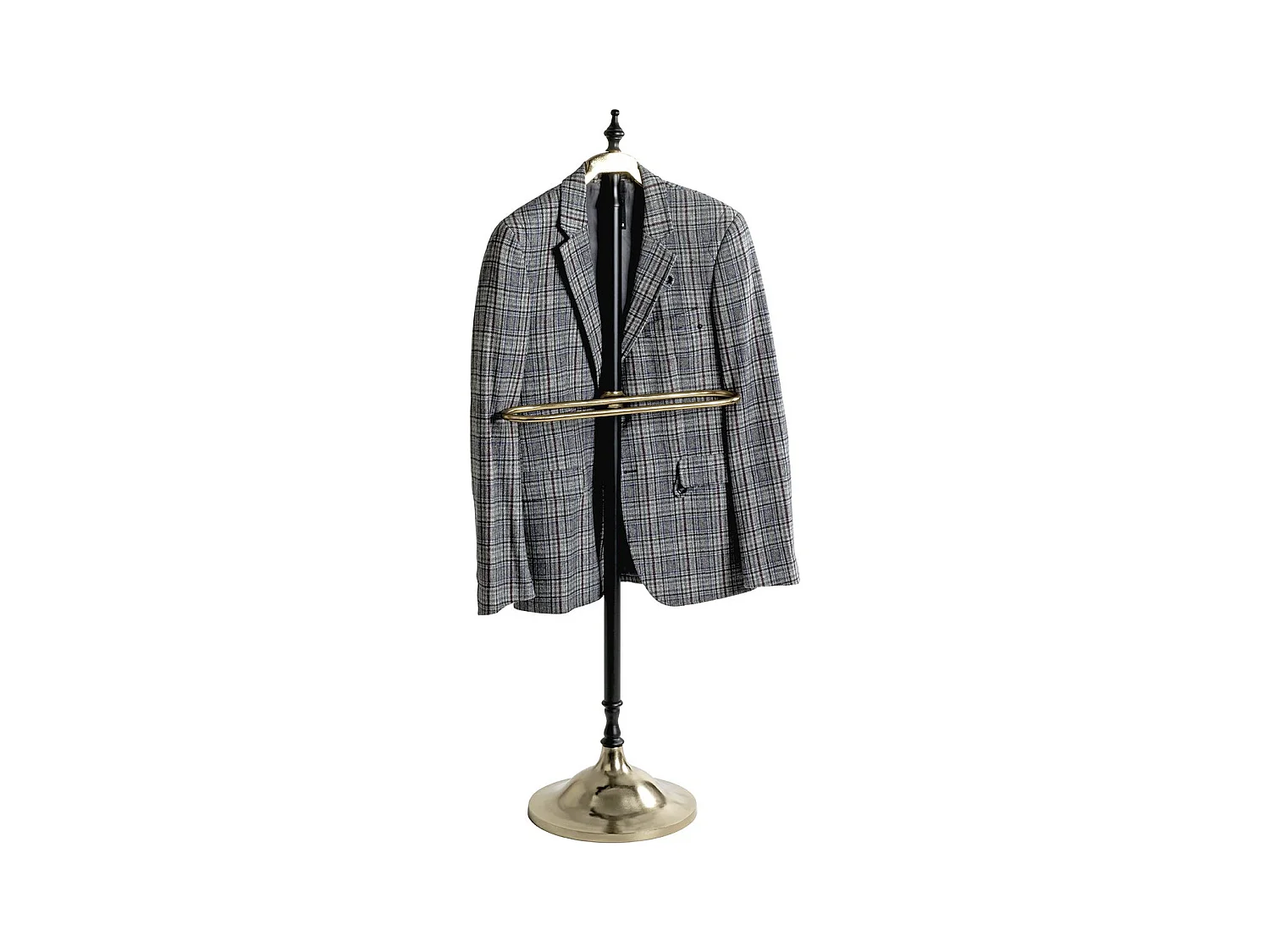 Valet de nuit avec cintre integré coloris Noir/Or - Longueur 45 x Hauteur 130 x Profondeur 32 cm