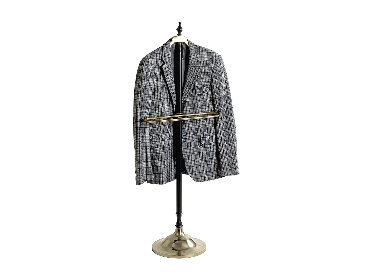 Valet de nuit avec cintre integré coloris Noir/Or - Longueur 45 x Hauteur 130 x Profondeur 32 cm