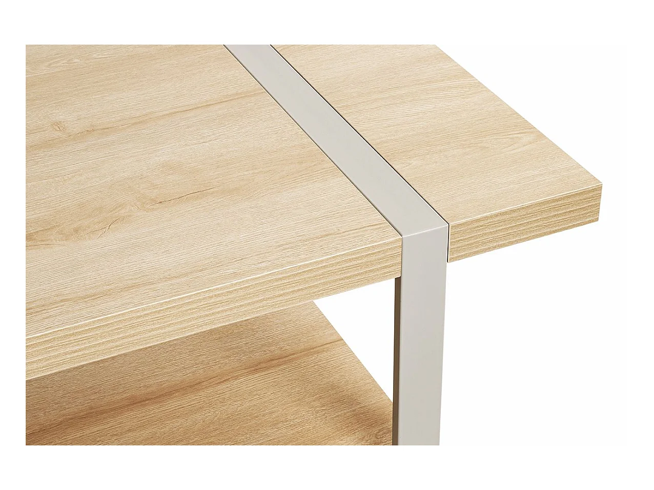 Table basse coloris Chêne naturel et métal gris - Longueur 120 x Profondeur 60 x Hauteur 45 cm