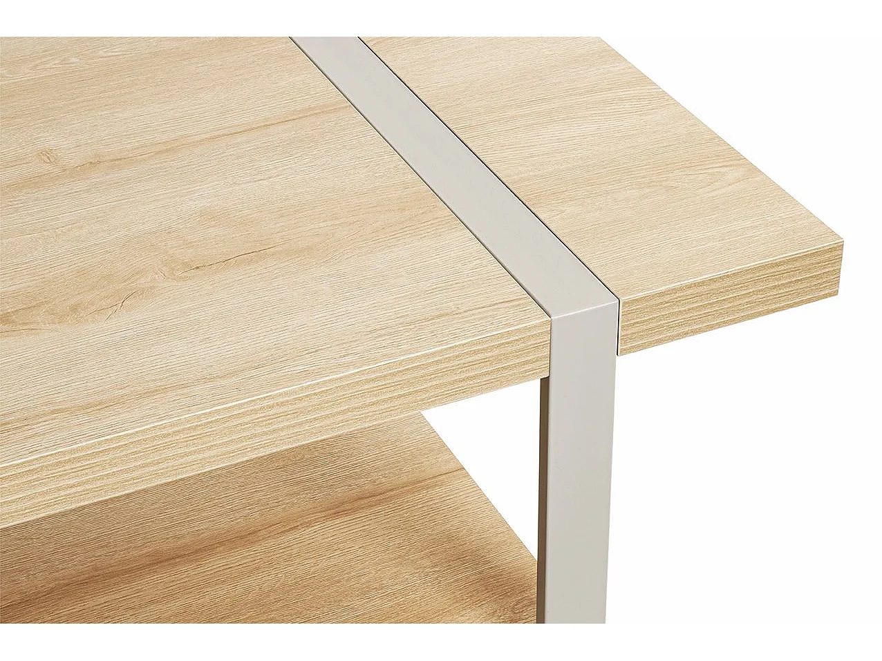 Table basse coloris Chêne naturel et métal gris - Longueur 120 x Profondeur 60 x Hauteur 45 cm