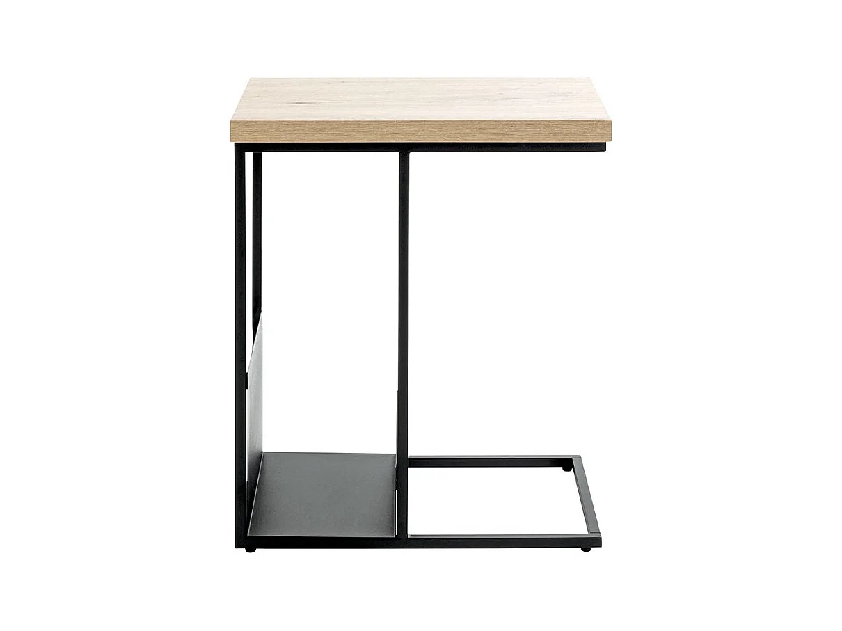 Table d'appoint avec porte-revue integré coloris chêne / noir - Longueur 50 x Profondeur 30 x Hauteur 60 cm
