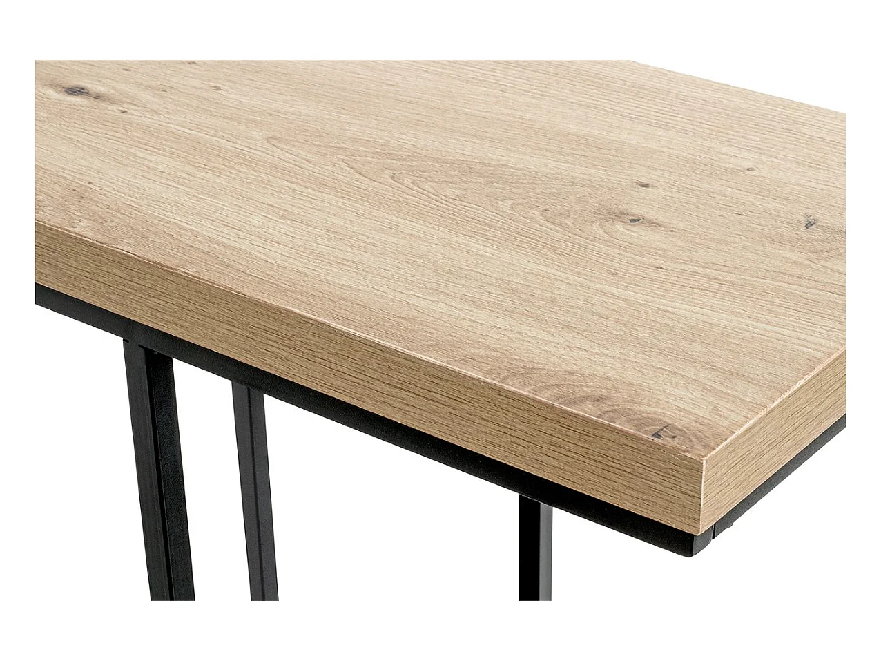 Table d'appoint avec porte-revue integré coloris chêne / noir - Longueur 50 x Profondeur 30 x Hauteur 60 cm