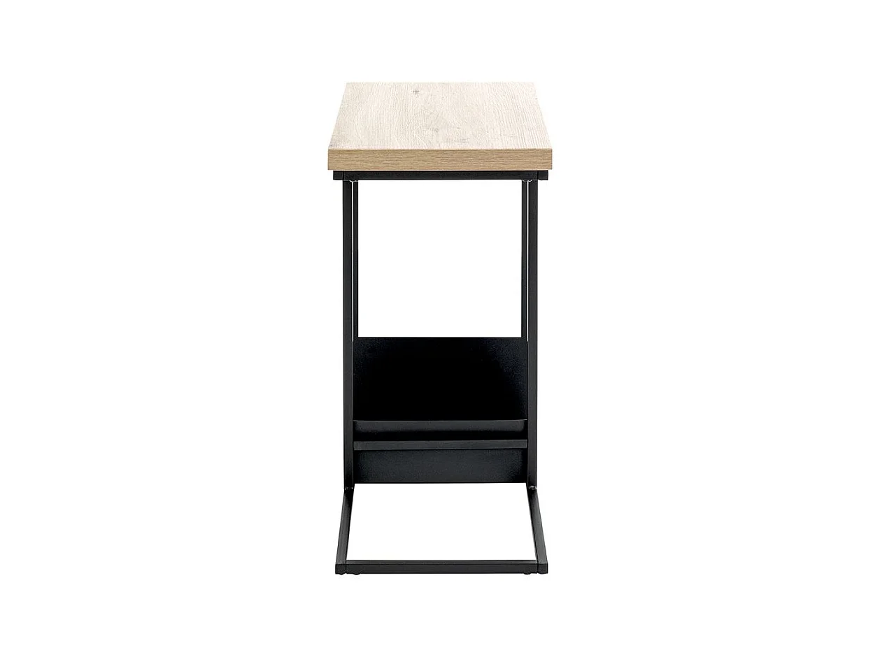 Table d'appoint avec porte-revue integré coloris chêne / noir - Longueur 50 x Profondeur 30 x Hauteur 60 cm