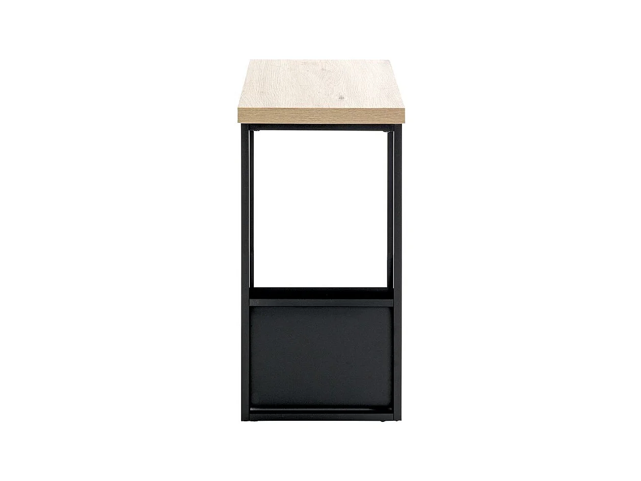 Table d'appoint avec porte-revue integré coloris chêne / noir - Longueur 50 x Profondeur 30 x Hauteur 60 cm