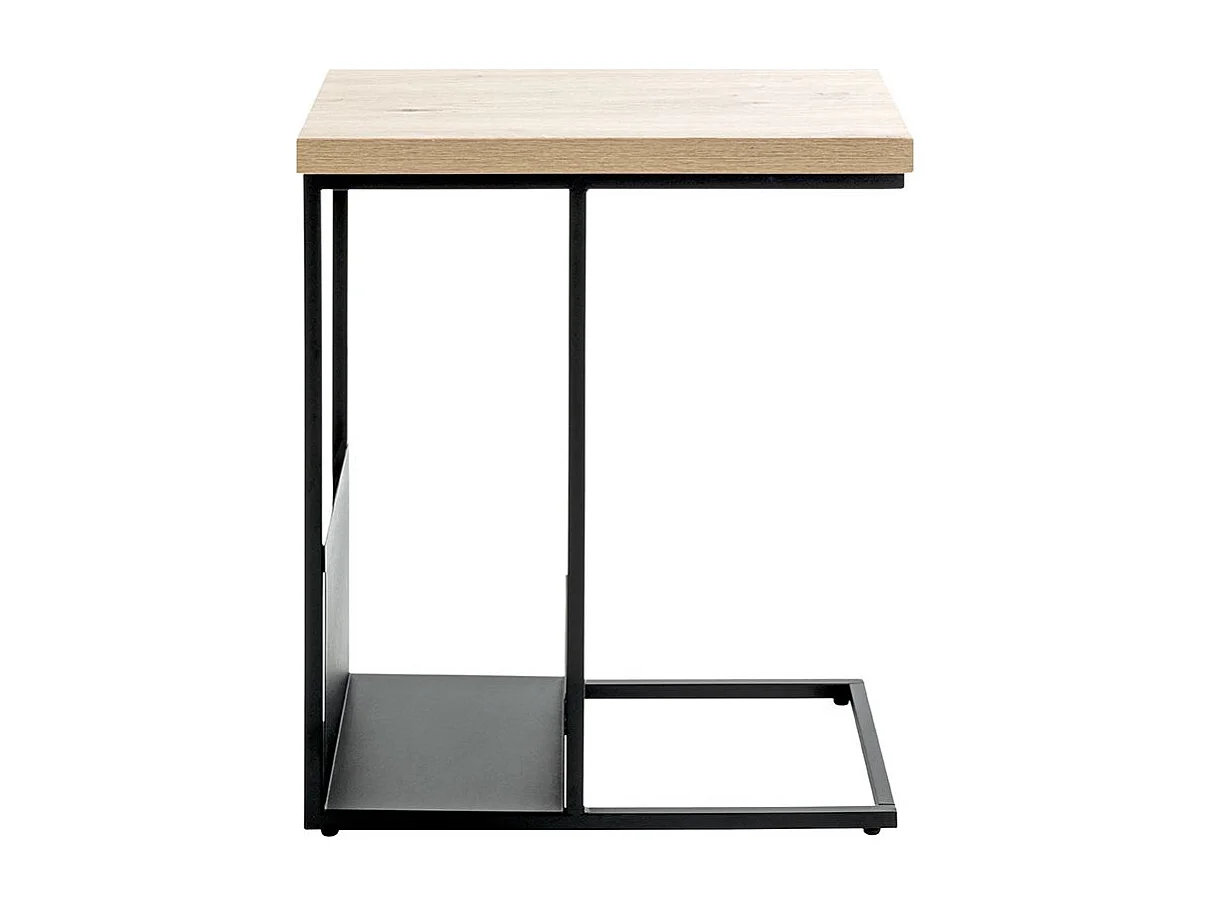 Table d'appoint avec porte-revue integré coloris chêne / noir - Longueur 50 x Profondeur 30 x Hauteur 60 cm