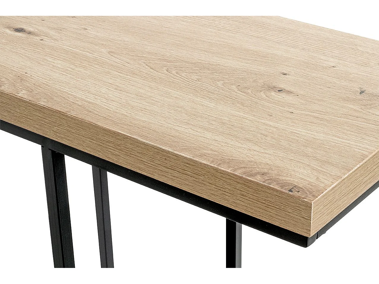 Table d'appoint avec porte-revue integré coloris chêne / noir - Longueur 50 x Profondeur 30 x Hauteur 60 cm