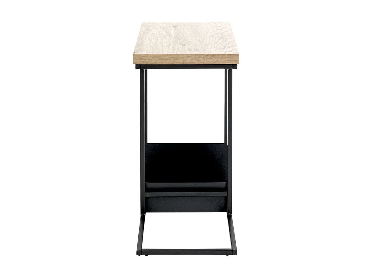 Table d'appoint avec porte-revue integré coloris chêne / noir - Longueur 50 x Profondeur 30 x Hauteur 60 cm