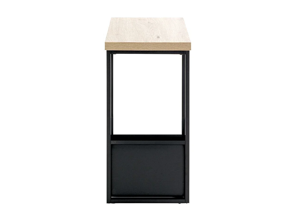 Table d'appoint avec porte-revue integré coloris chêne / noir - Longueur 50 x Profondeur 30 x Hauteur 60 cm