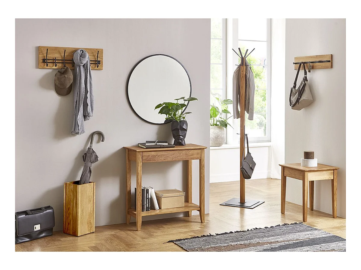 Table d'appoint en bois massif huilé coloris Chêne - Longueur 43 x Hauteur 42 x Profondeur 30 cm