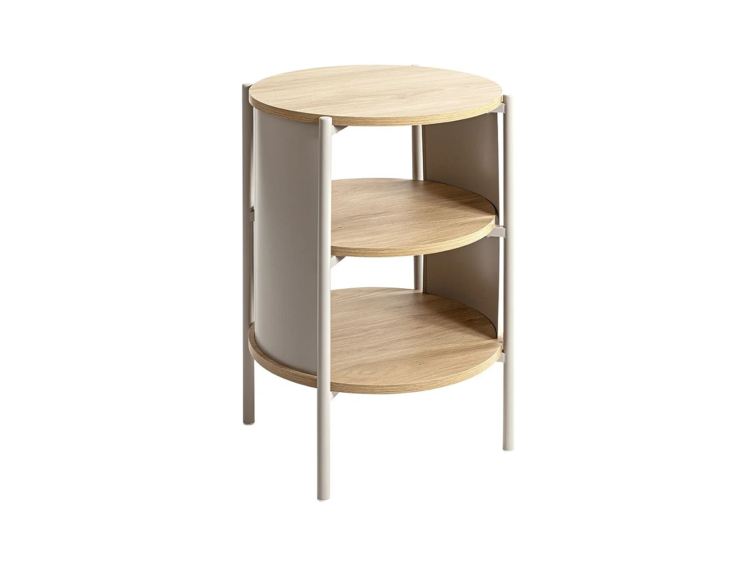 Table d'appoint Table basse coloris Chêne/gris - Diamètre 44 x Hauteur 60 cm