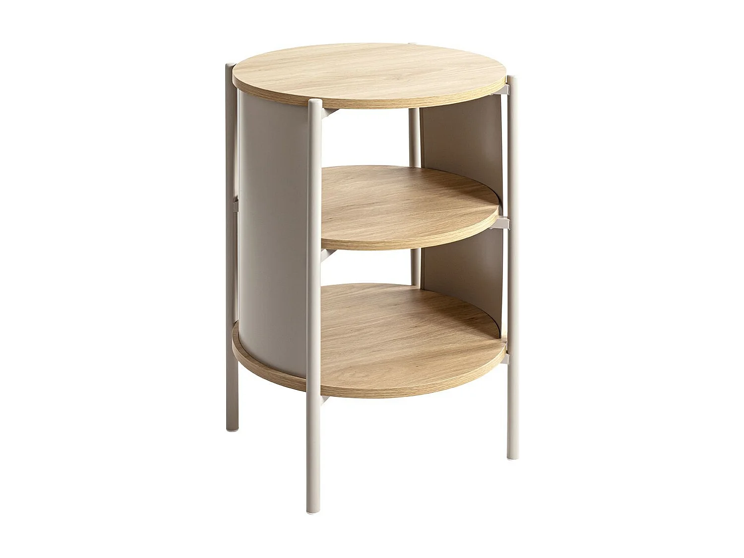 Table d'appoint Table basse coloris Chêne/gris - Diamètre 44 x Hauteur 60 cm