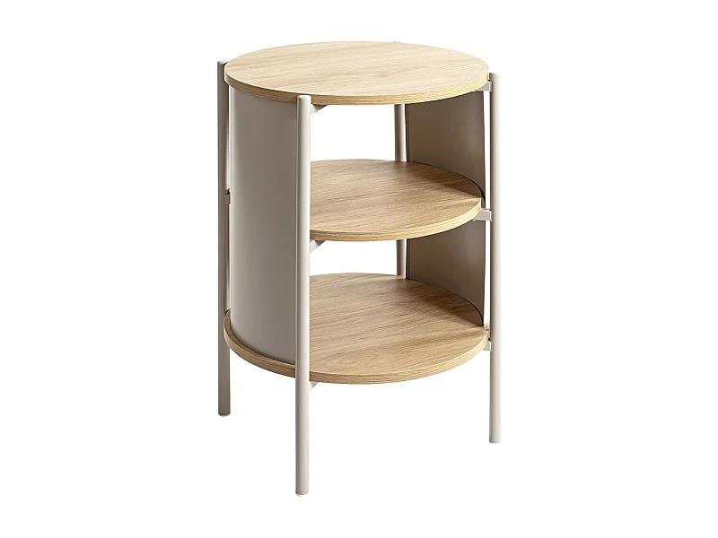 Table d'appoint Table basse coloris Chêne/gris - Diamètre 44 x Hauteur 60 cm