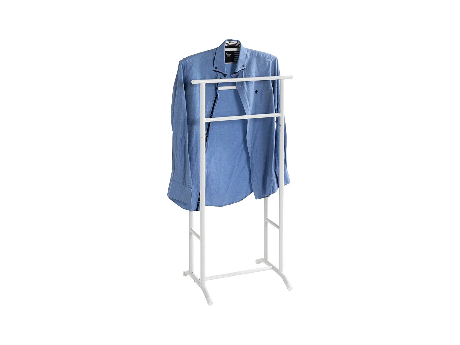 Valet de nuit double en métal Blanc - Longueur 48 x Hauteur 107 x Profondeur 36 cm