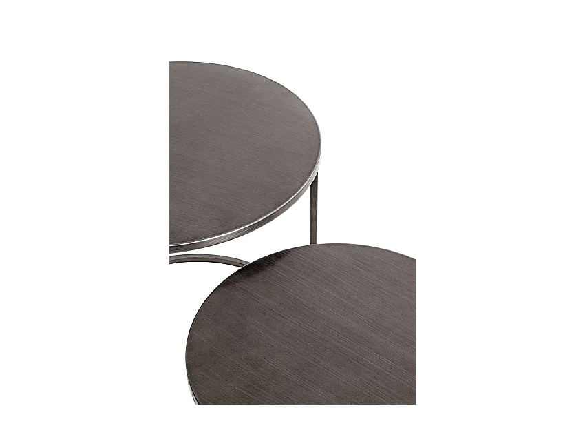 Lot de 2 tables d'appoint rondes table basse en métal coloris gris/noir