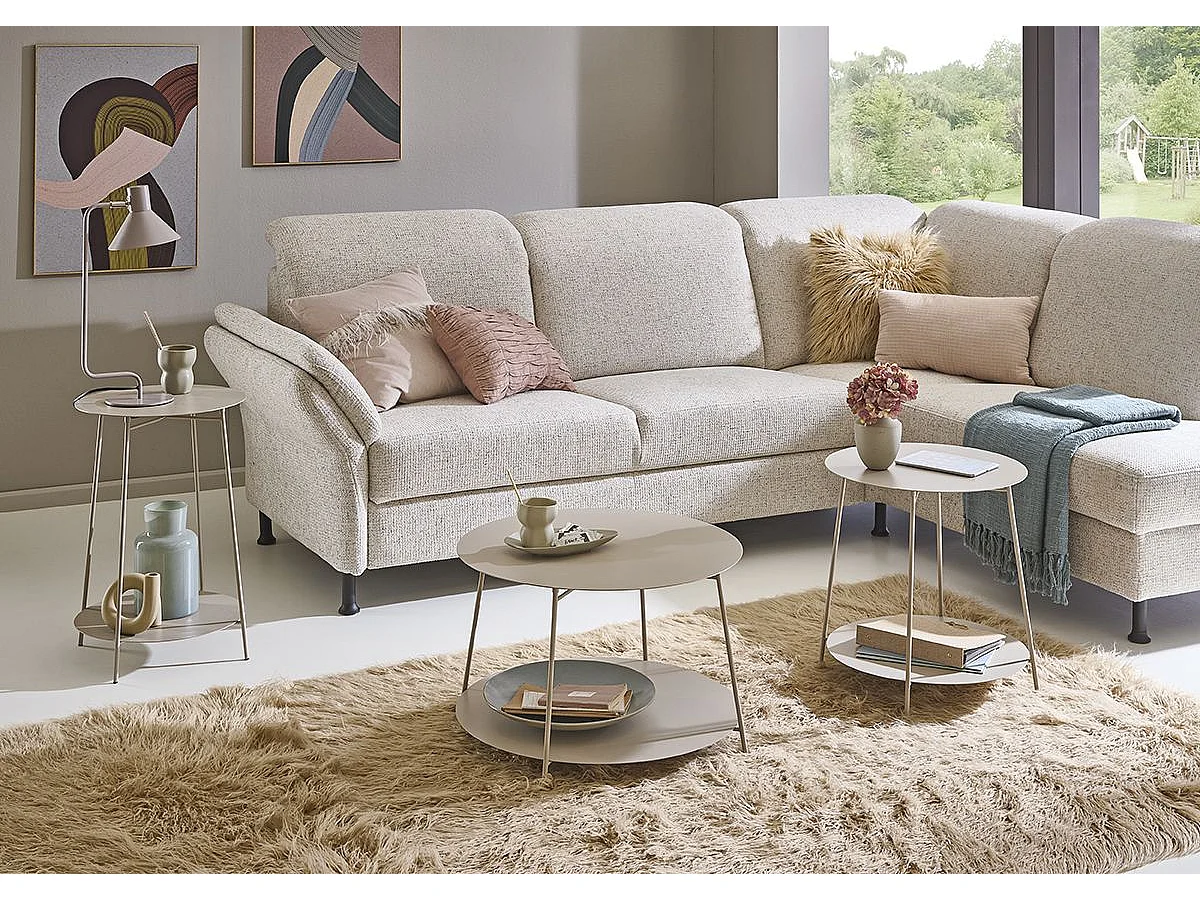 Table d'appoint ronde avec 2 plateaux en métal gris - Diamètre 50 x Hauteur 50 cm