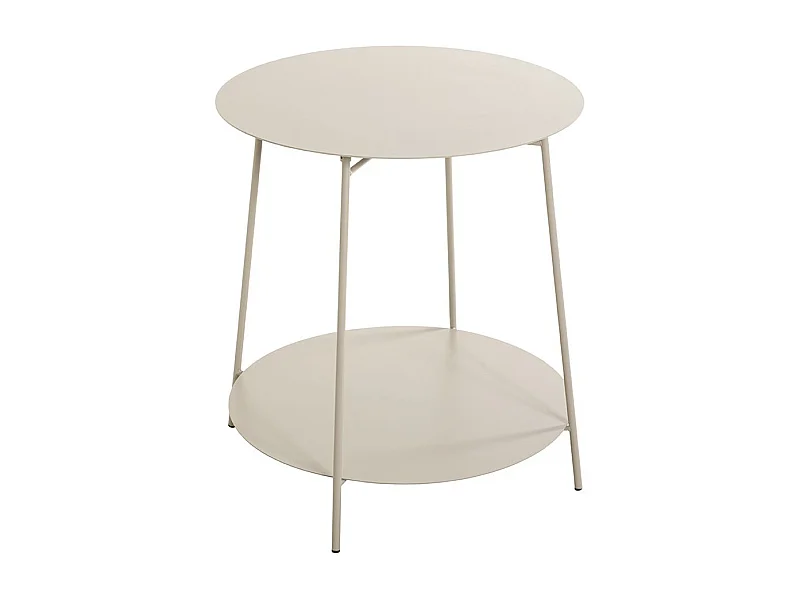 Table d'appoint ronde avec 2 plateaux en métal gris - Diamètre 50 x Hauteur 50 cm