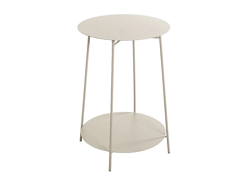 Table d'appoint ronde avec 2 plateaux en métal gris - diamètre 45 x Hauteur 60 cm