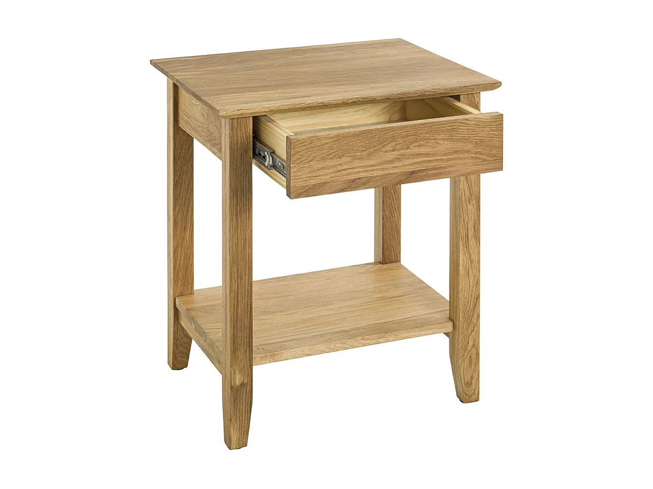 Console table d'appoint 1 tiroir en bois massif huilé coloris chêne - Longueur 56 x Hauteur 52 x Profondeur 30 cm