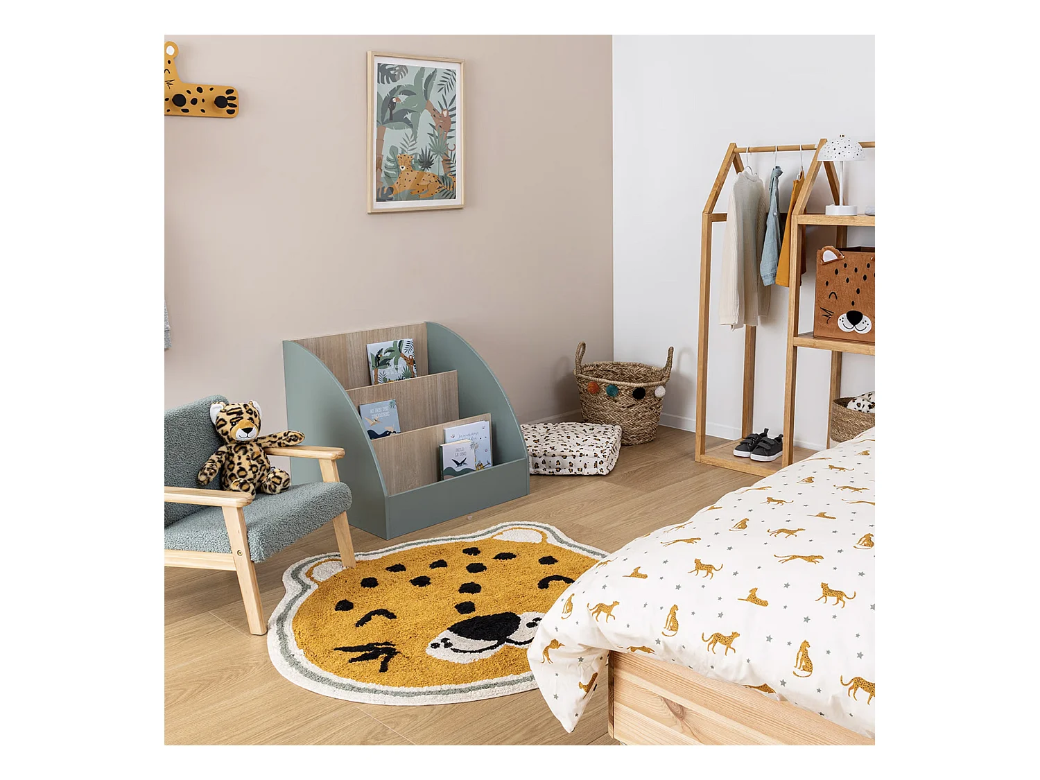 Tapis Déco Enfant "Léopard" 90cm Ocre