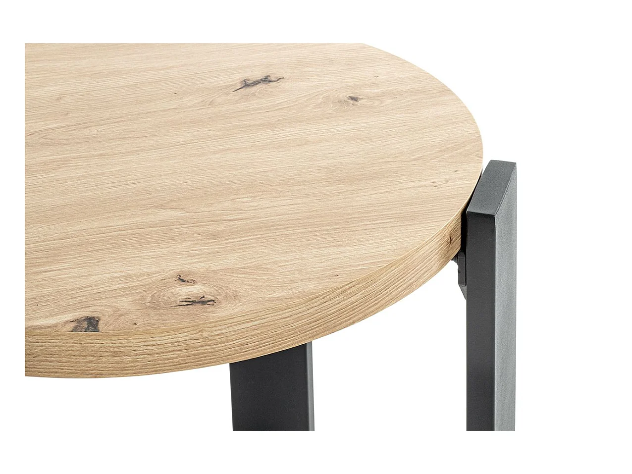 Table basse ronde coloris chêne et métal noir - Diamètre 50 x Hauteur 46 cm