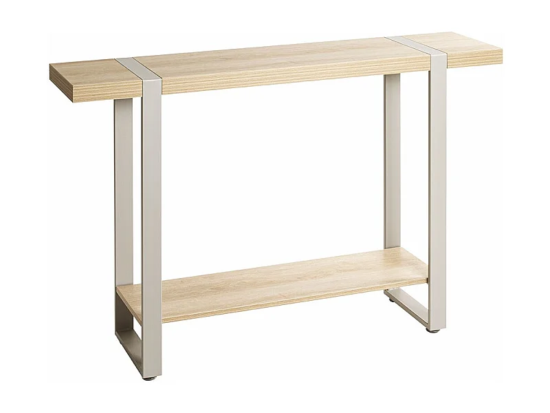 Table console meuble d'entrée coloris Chêne naturel et métal gris - Longueur 120 x Profondeur 30 x Hauteur 82 cm