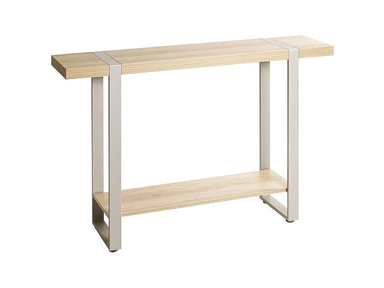 Table console meuble d'entrée coloris Chêne naturel et métal gris - Longueur 120 x Profondeur 30 x Hauteur 82 cm