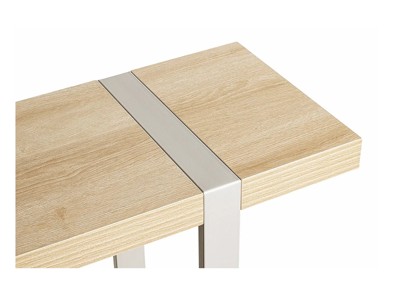 Table console meuble d'entrée coloris Chêne naturel et métal gris - Longueur 120 x Profondeur 30 x Hauteur 82 cm